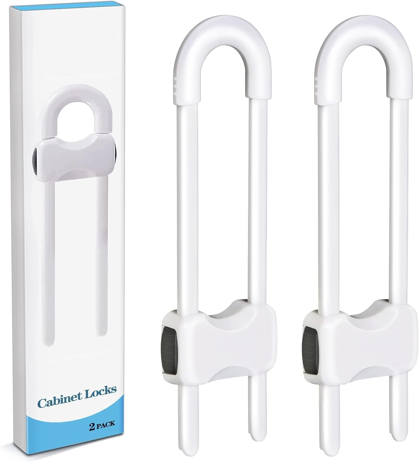 Child Safety Locks， Baby Proofing Cabinets,Cabinet Locks for Babies,2 Pack U-Shaped Child Locks for Cabinets, Child Proof Cabinet Latches,Child Safety Cabinet Locks with Adjustable (Black)