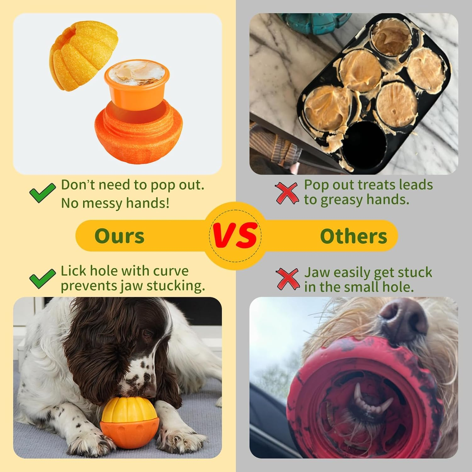 Joybruko Interactive Dog Toys for Aggressive Chewers, /No Oil Needed/Smooth Screwing Frozen Treat Freezable Dog Puzzle Treat Dispensing Toy to Keep Them Busy for Small Medium Large Breeds image number 1