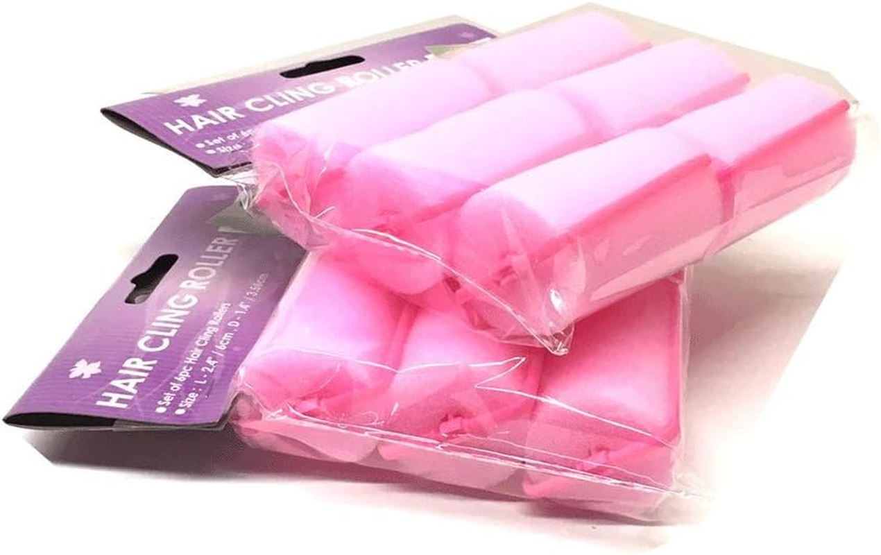 Set of 12 Large Pink Foam Sponge Hair Rollers