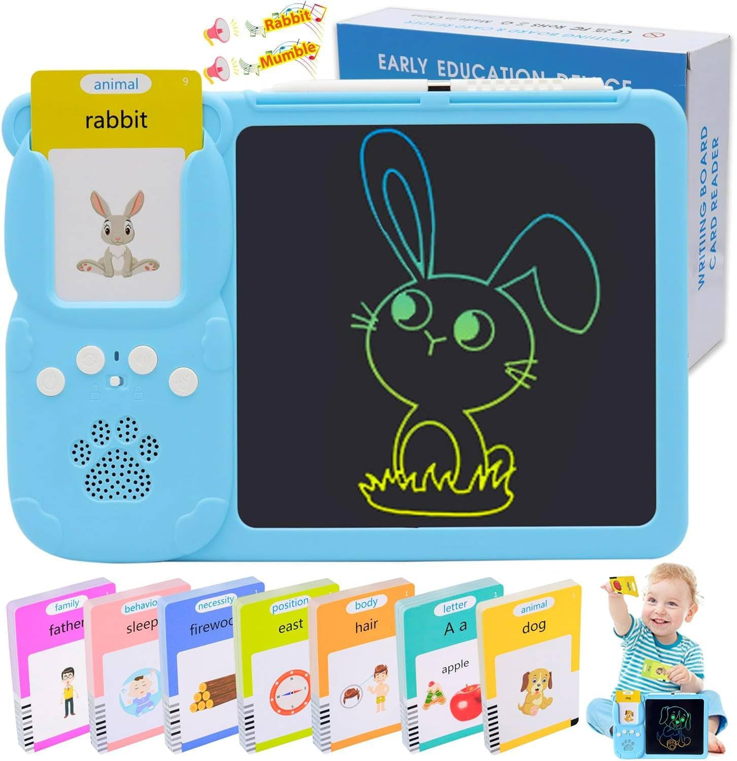 LCD Writing Tablet for Kids, 510 Sight Words Talking Flash Cards, Montessori Toys, Sensory Toys for Autistic Children, Preschool Kids Toys Age 3 4 5 Years Old Boys & Girls Xmars Birthday Gift Pink image number 6