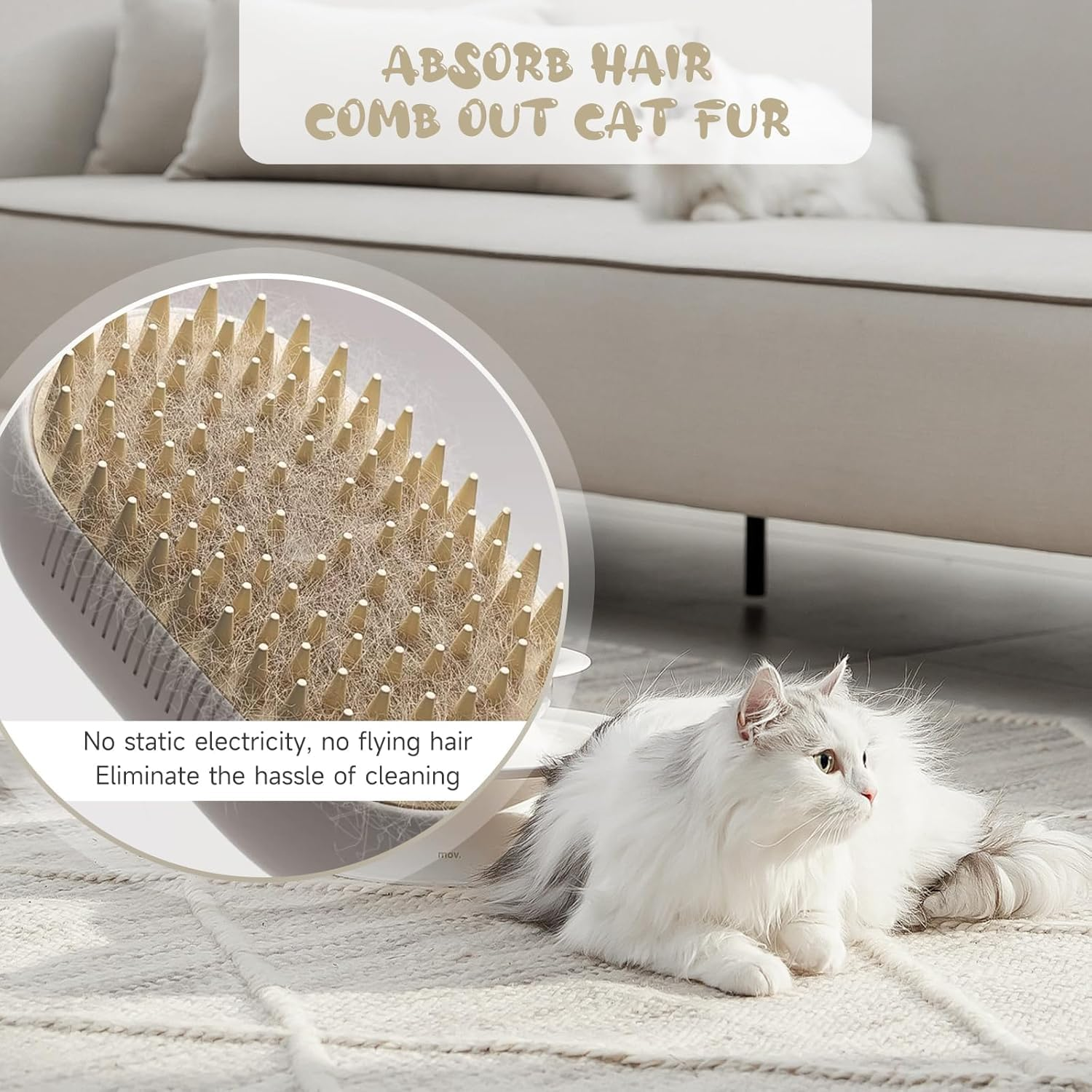 Steam Cat Brush Dog Brush, Detachable 3 in 1 Cat Steam Brush, Pet Grooming Brush with 360 Rotating Handle Easy Combing, Pet Brush to Hair Removal, Steam Cleaning, and Gentle Massage image number 1