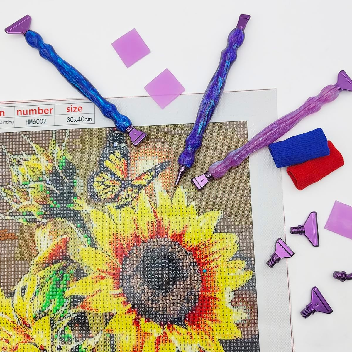 SENHAI 24 Pcs New Diamond Paintings Pens Kits, Colorful Diamond Art Pens Purple Metal Tips Screw Thread Tips Diamond Paintings Accessories Tools for DIY Painting Crafts image number 3