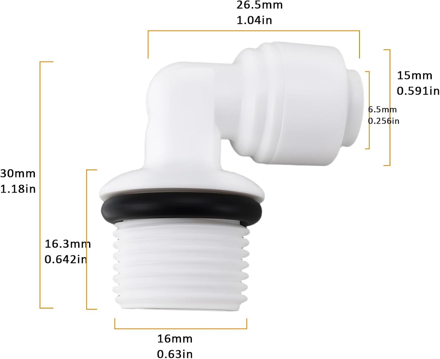 LT Easiyl 4X 90 Quick Connect Elbow 1/4" - 3/8" AG with O-Ring for 6.5 Mm Hose Reverse Osmosis Water Filter