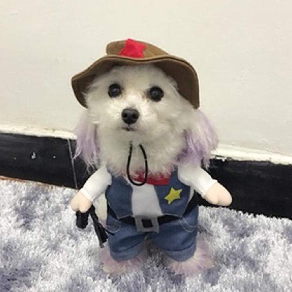Meihejia Costume for Cat and Small Dog, Funny Cowboy Costume Hat Suit - L image number 2
