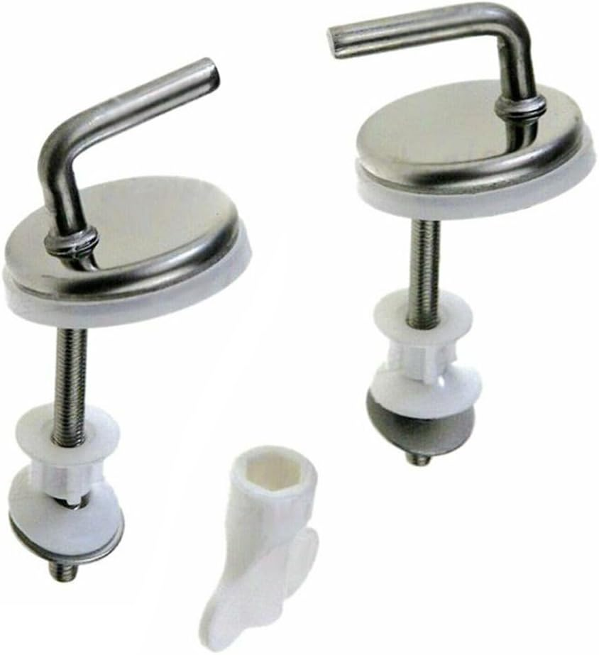 2Pcs Toilet Seat Fix Fitting Stainless Back to Wall Replace Quick Release Hinges image number 1