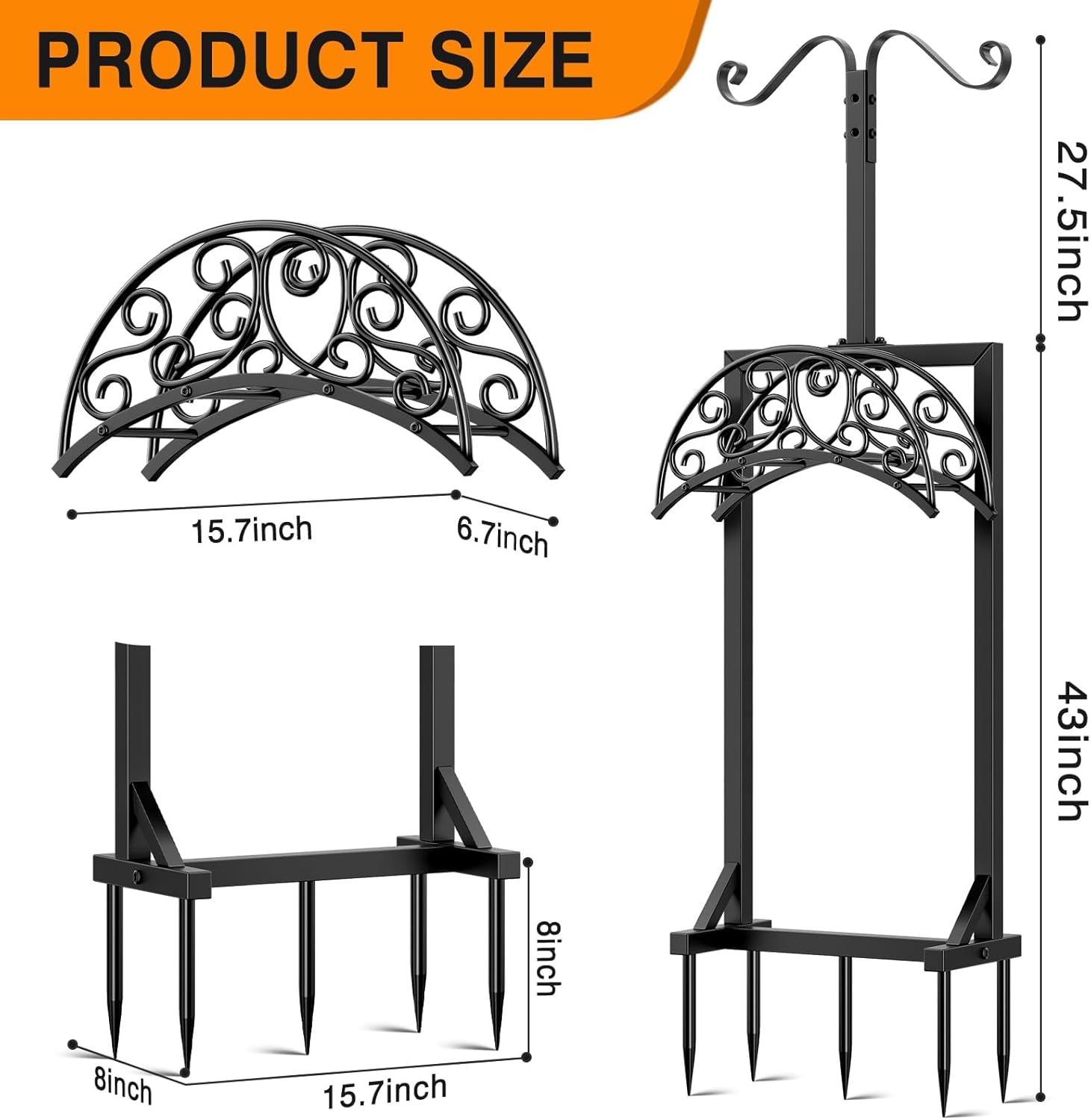 Jvgoo Garden Hose Holder for outside - Upgraded Water Hose Holders with 5 Spikes & 2 Shepherds Hooks, Freestanding Garden Hose Stand Heavy Duty Hose Hanger Hose Storage Hose Reel Rack for Yard Lawn - Antique Bronze image number 2