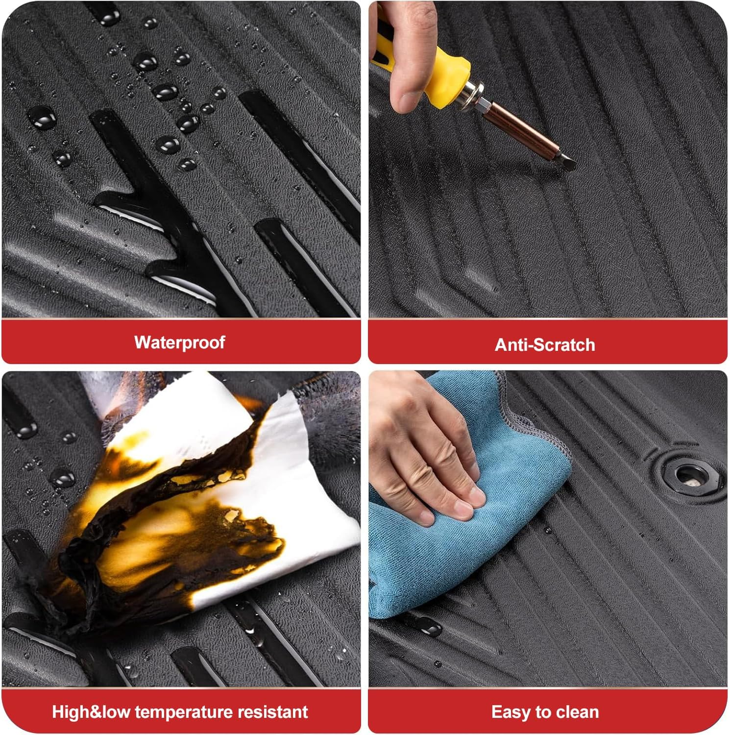 HOOMFIT All Weather Floor Mats Compatible with 2019-2025 Toyota RAV4, Full Set Cargo Liner Trunk Mat + Backrest Mats + Floor Mats for Toyota RAV4 Accessories image number 6