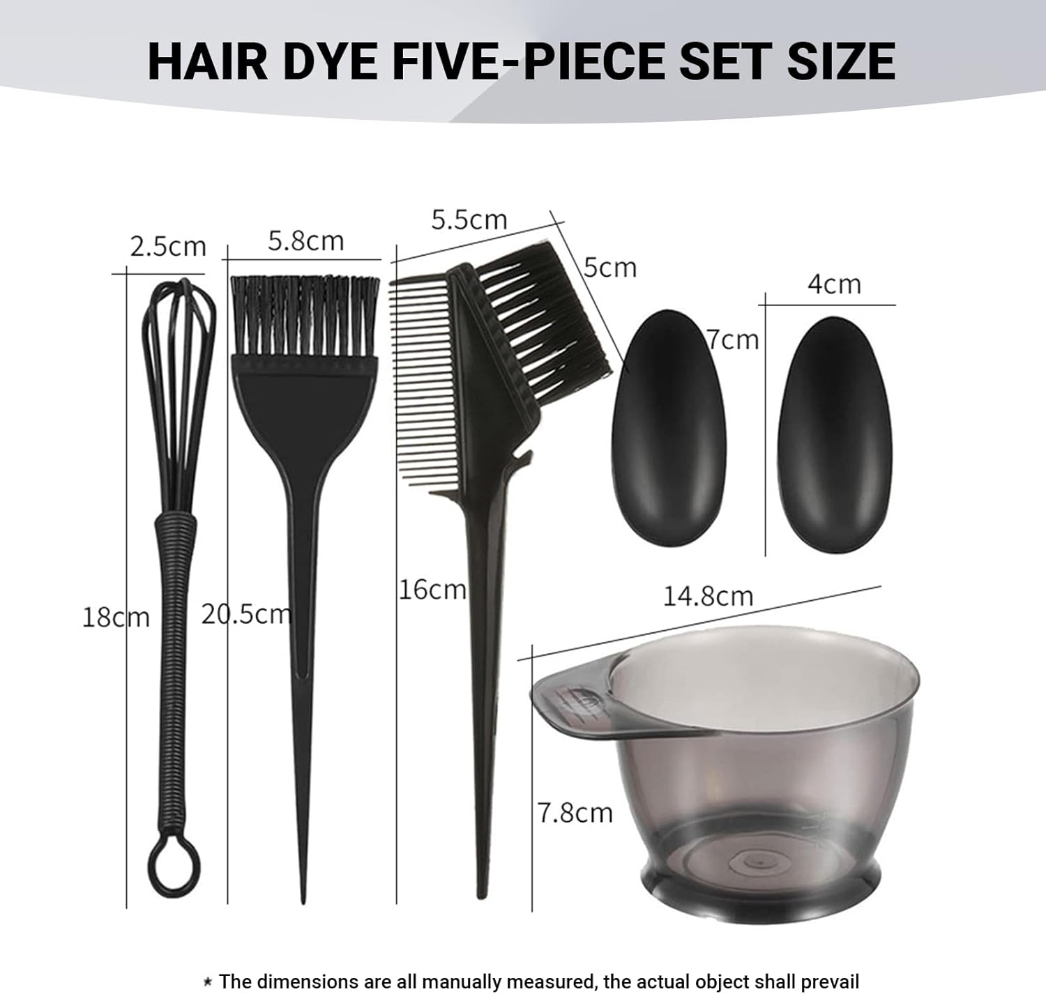 JOWILIN Hair Dye Coloring Kit 5 Pcs - Hair Dye Bowl, Hair Dying Brush, Comb, Ear Cover, Mixer, with Hook, Hair Dying Accessory Kit for Salon Home Hair Coloring (Black) image number 3