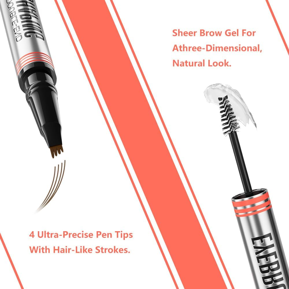 Wimode 2-In-1 Magic Eyebrow Pencil,Microblading 4-Fork Tip Liquid Eyebrow Pen with Eyebrow Brush Gel Waterproof Eyebrow Pencil Create Natural Hair-Like Brows Long-Lasting(4#Black) image number 6
