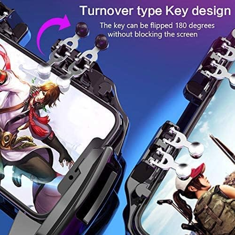 Mikirini Mobile Phone Game Controller with Built-In Battery for Pubg/Call of Duty/Knives Out, Cell Phone L2R2 Gaming Triggers for 4.5-6.5" Iphones/Android Phones