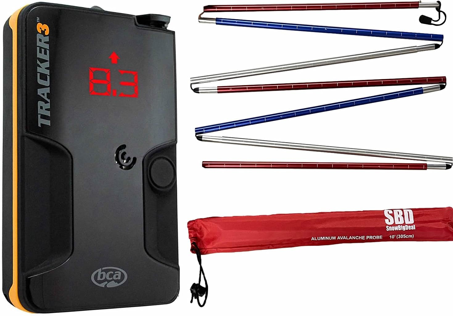 Snowbigdeal BCA Tracker 3 Avalanche Beacon + SBD 10 Foot American Probe 10 Foot SBD Probe