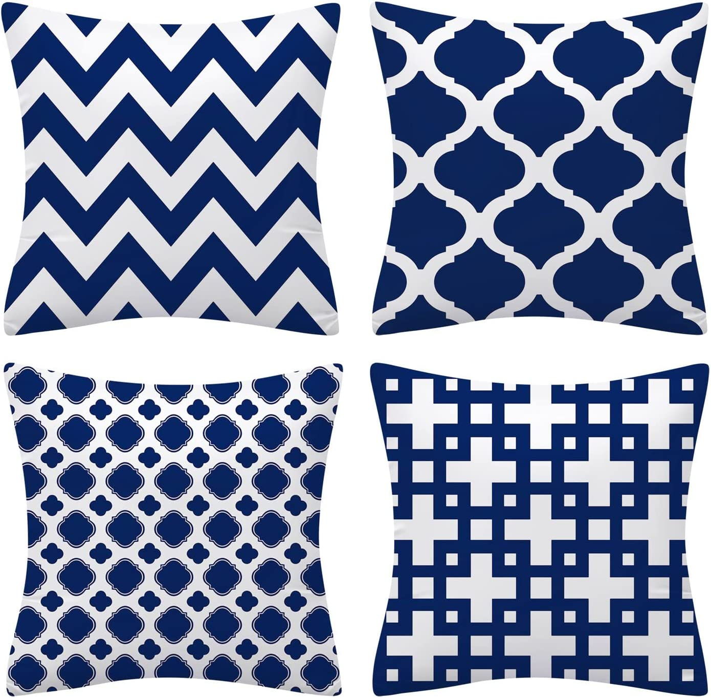 Set of 4 Luxton Grey Hamptons Cushion Covers Home Decoration Cushion Covers 45X45Cm - Aqua Blue image number 2