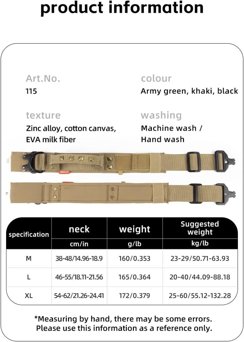 Velmoriah Premium Tactical Dog Collar for Large Dogs, Adjustable Military Nylon Dog Collar Control Handle and Heavy-Duty Metal Buckle for Medium Large Breeds (L) image number 3