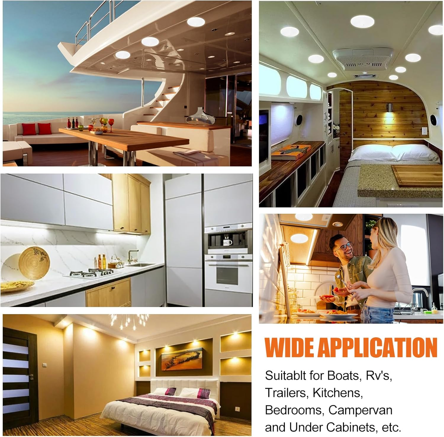 5CCT LED RV Dome Ceiling Lights, On/Off Switch, DC 12V Surface Mount Interior Puck Light for Slim Motorhome, Trailer, Boat, Camper Lighting, 5W, 2700K/3000K/3500K/4000K/5000K, 4.5 Inch, 6 Pack image number 1