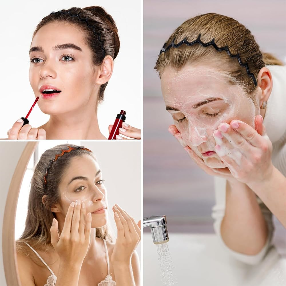 Suithink 4 Pieces Zig Zag Headbands Plastic Wavy Hair Head Band Comb with Teeth Hoop Accessories for Women Men Girls image number 1