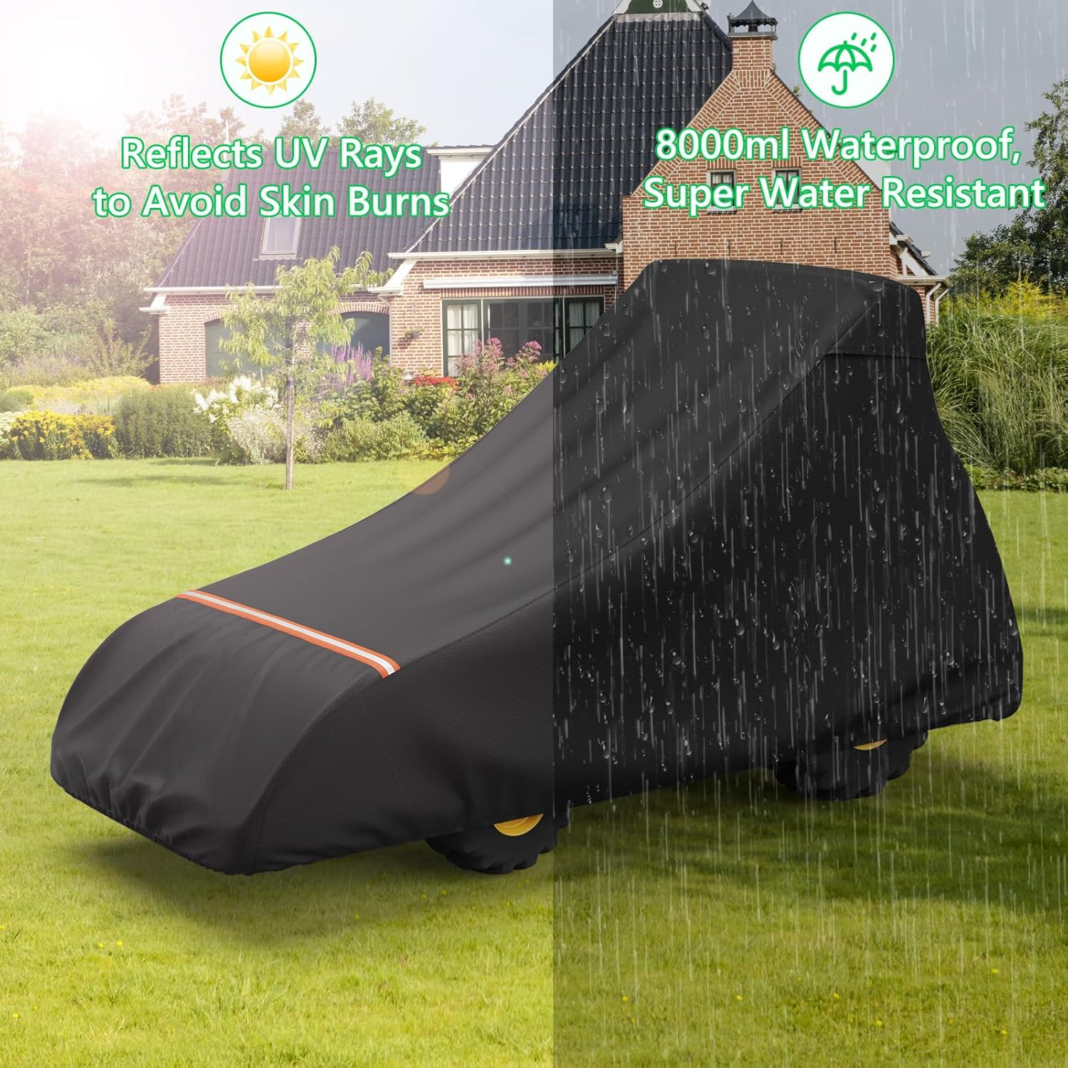 Akefit Tractor Cover,Tractor Covers Waterproof Heavy Duty,420D Oxford Waterproof, Dustproof, UV Protection Universal Tractor Cover with Reflective Strip,189.3''Lx76.3''Wx86.2''H image number 5