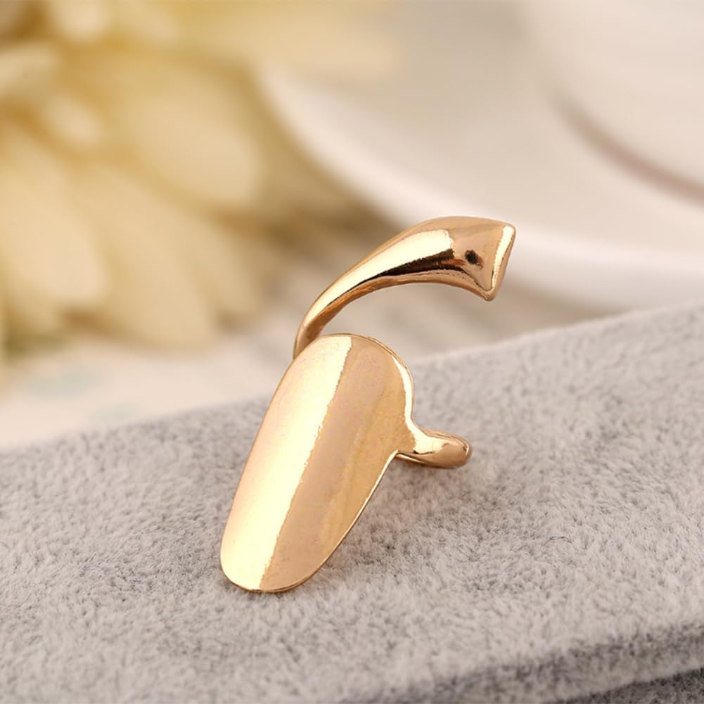6Pcs Gold Metal Fingernail Rings Finger Opening Ring Fingertip Protective Caps Nail Art Manicure Decoration Accessories image number 4