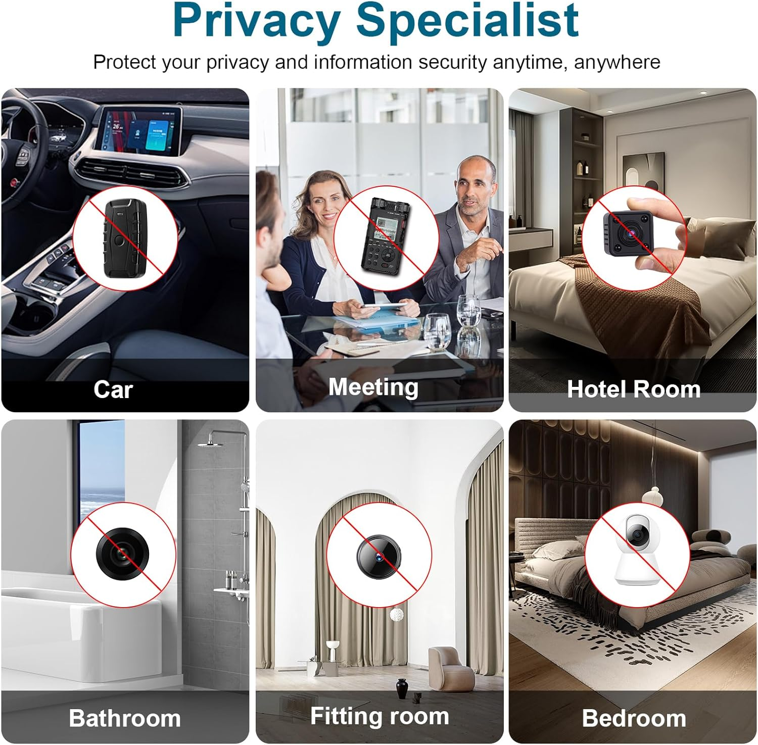 CLERIVI Ai-Powered Hidden Camera Detector & Bug Detector , GPS Tracker Finder with 5 Sensitivity Levels for Travel, Hotel & Office Security. Portable, Rechargeable Anti-Spy Device image number 2