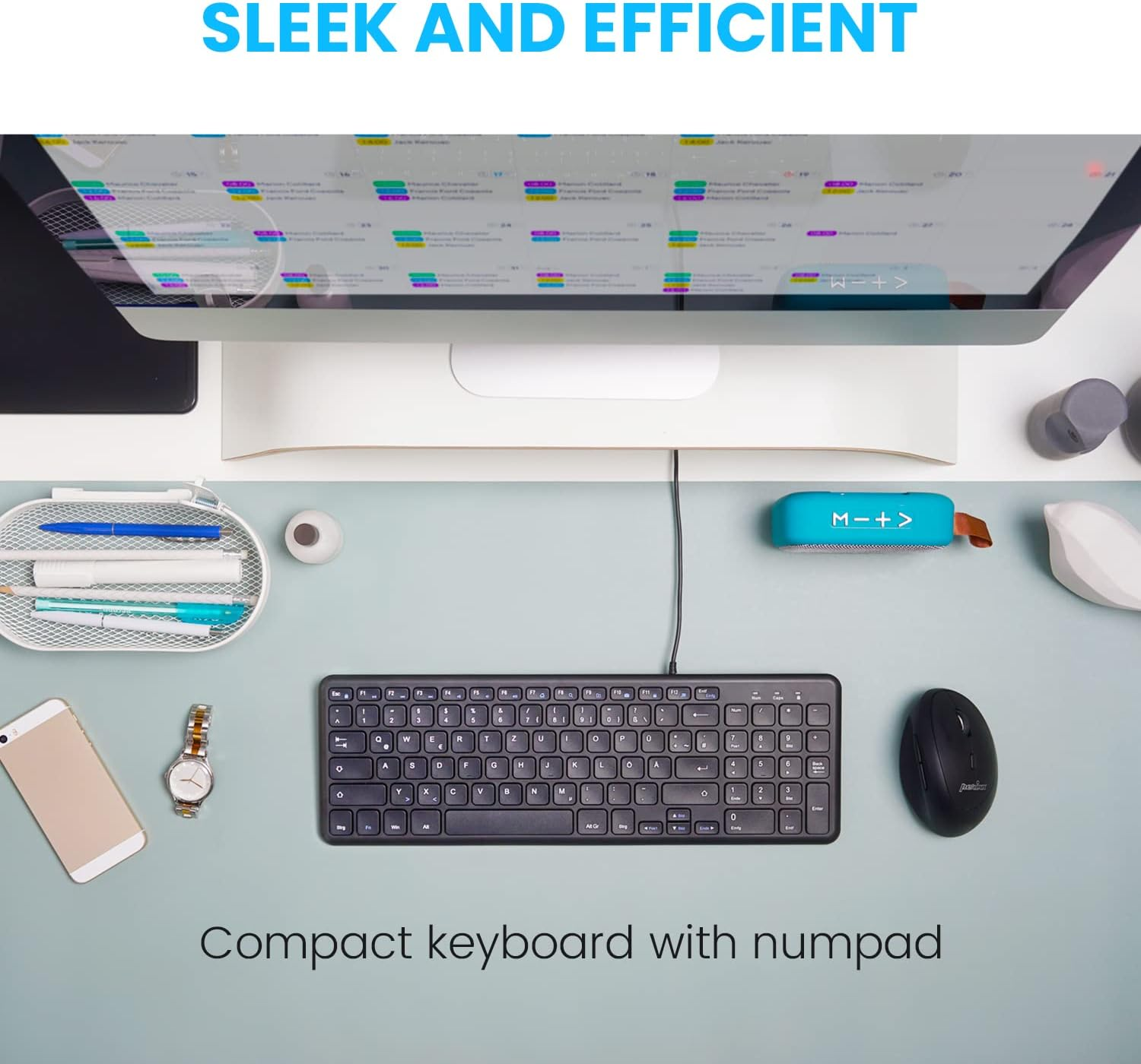 Perixx PERIBOARD-213U Wired Silent USB Scissor Keyboard, Compact Design with Number Pad, Black image number 6