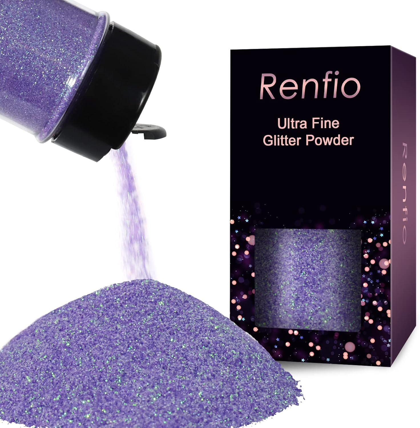 Renfio Ultra Fine Glitter Powder Metallic Resin Glitter 2.11 Oz (60G) PET Flakes Crafts Sequins 1/128" 0.008" 0.2Mm Epoxy Chips Flakes for Tumblers Slime Decoration - Silver