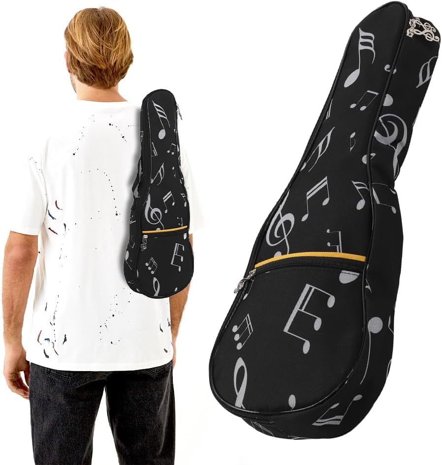 Ukulele Case, Oxford Cloth Waterproof Lightweight High Durability Ukelele Bag Large Storage with Exterior Front Zipped Pocket for Outdoor Black 21Inch image number 2