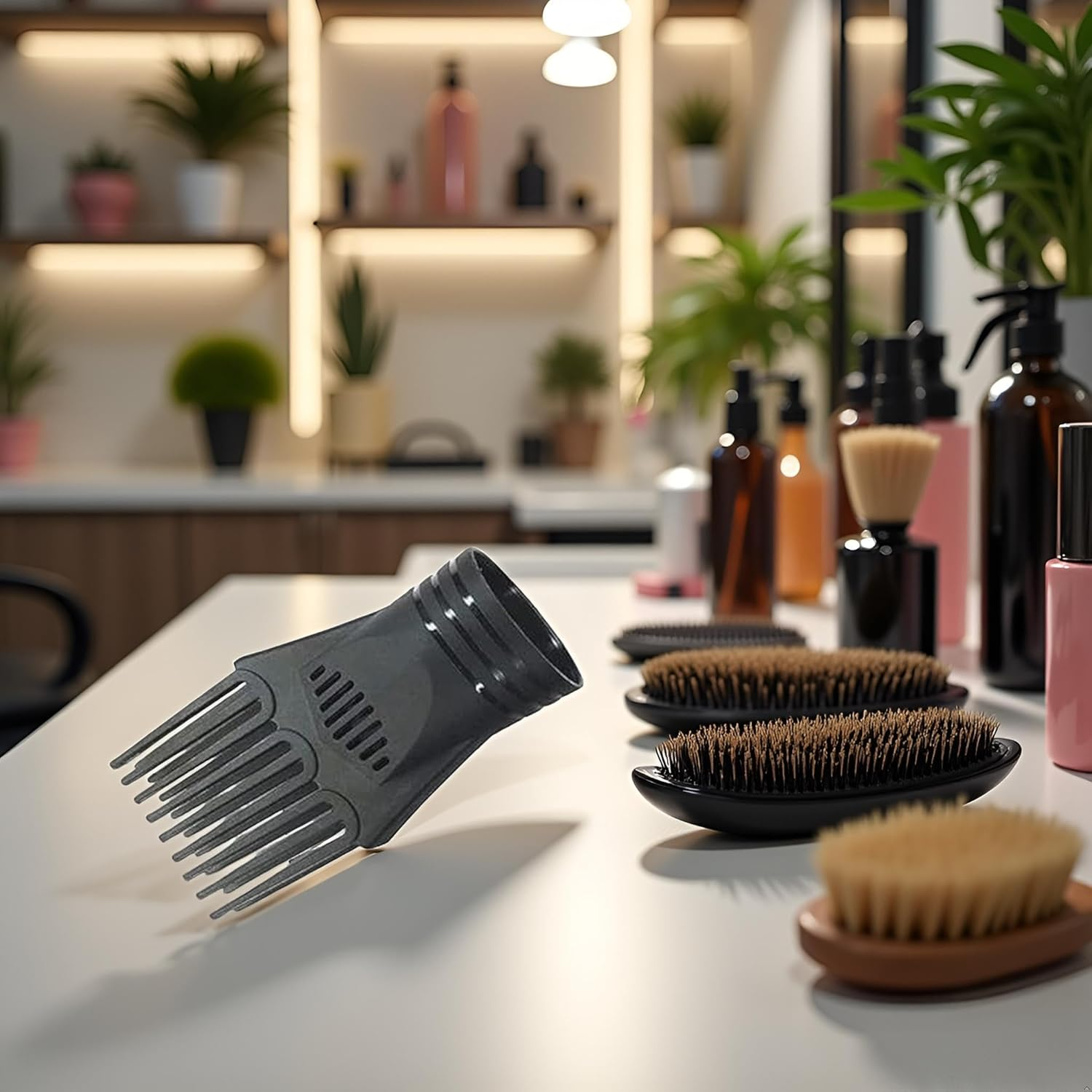 Black Universal Hair Styling Nozzle - Fashionable Blow Comb Attachment for Straightening,Detangling Fine,Curly,Natural Hair,Hair Dryers and Accessories,Hair Dryer Comb Attachments image number 1