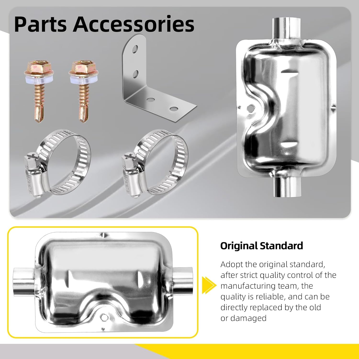 2.5CM/1&rdquo; Parking Air Heater Exhaust Pipe, Stainless Steel, Flexible Exhaust Tubing with Muffler, Diesel Heater Exhaust Pipe Tube, Silver, 8Pcs image number 4