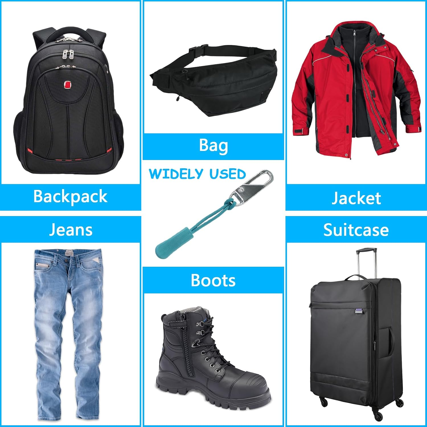 BDS-HOME 28 Piece Zipper Pull Replacement Kit - Detachable Zipper Cord Extension Fastener Metal Slider Replacement Fastener Nylon Rope for Luggage, Backpack, Jacket, Purse image number 3