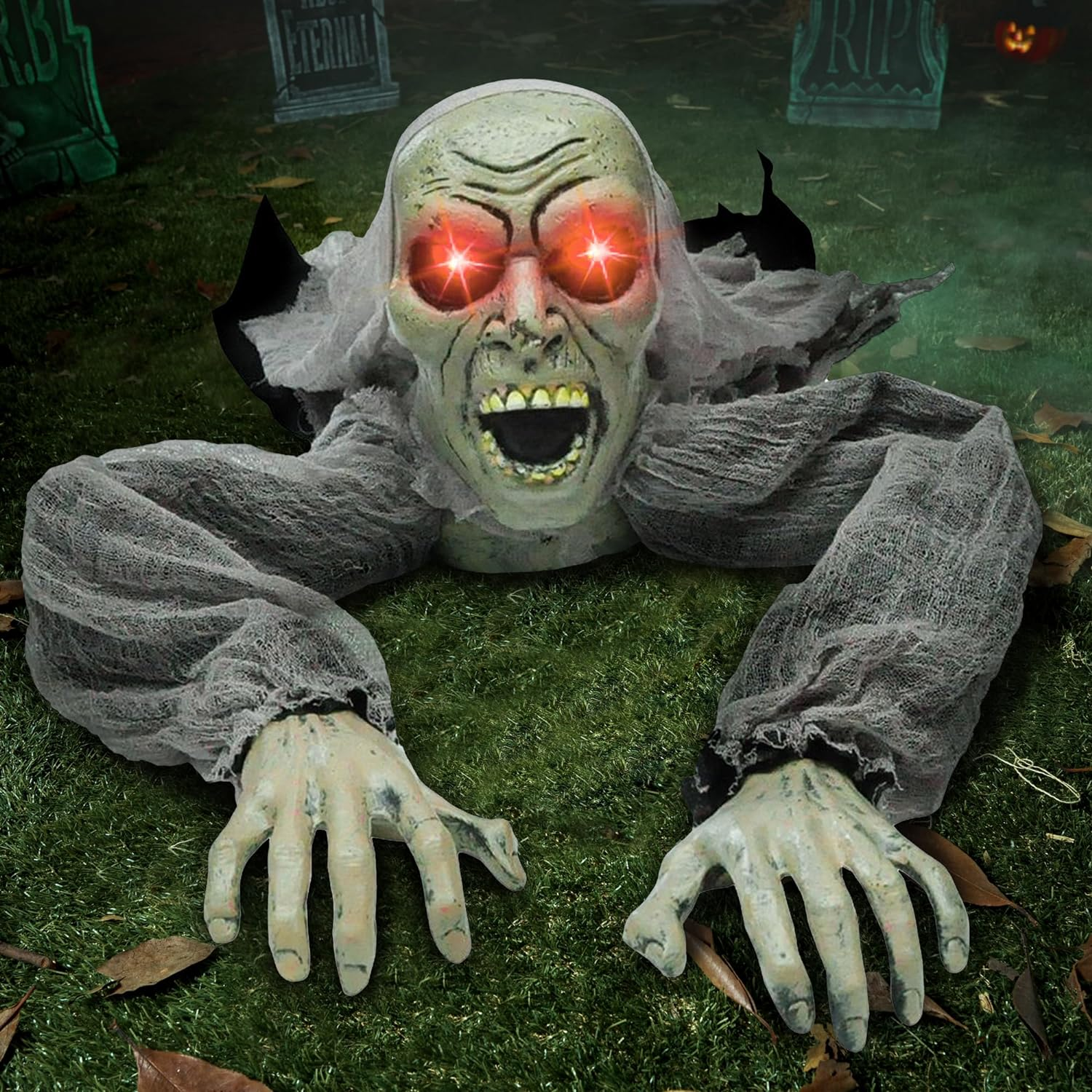JOYIN Halloween D&eacute;cor Groundbreaker Zombie with Sound and Flashing Eyes for Halloween Yard Garden Outdoor Indoor Decorations image number 3