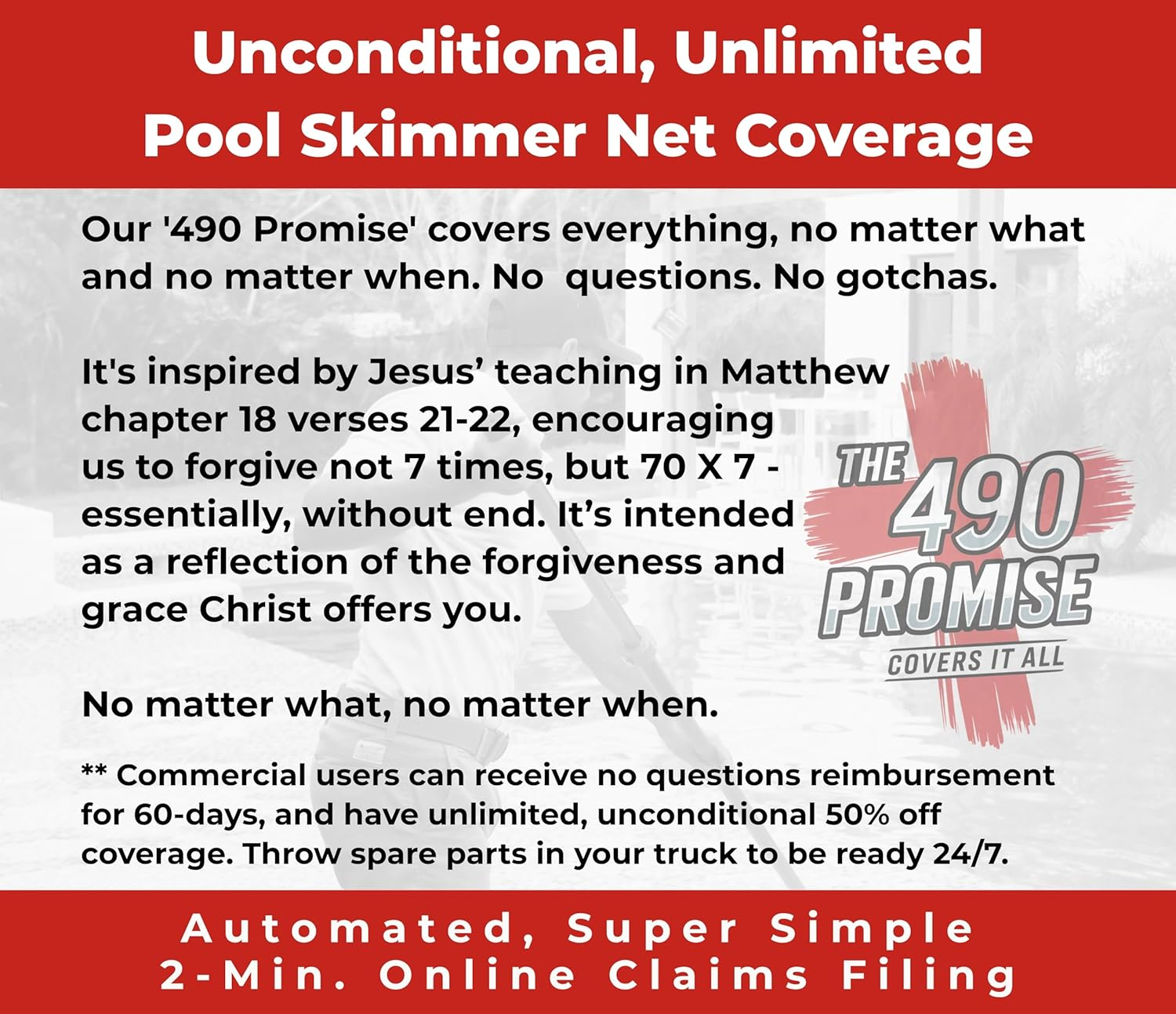 Protuff Products Pool Net Rake - 19" Professional Grade Medium Fine Mesh - Cleans Faster than Other Swimming Pool & Pond Cleaning Nets - Nearly 20 Inch image number 2