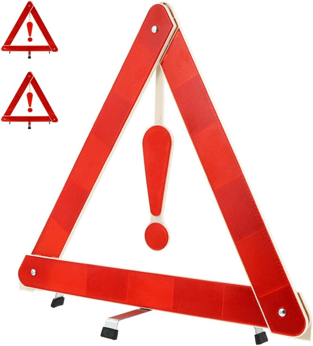3Pcs Foldable Emergency Triangle Safety Signs for Vehicles with Non-Skid Base Reflective High Brightness Warning Triangles for Roadside Visibility and Breakdown Emergency Use image number 2