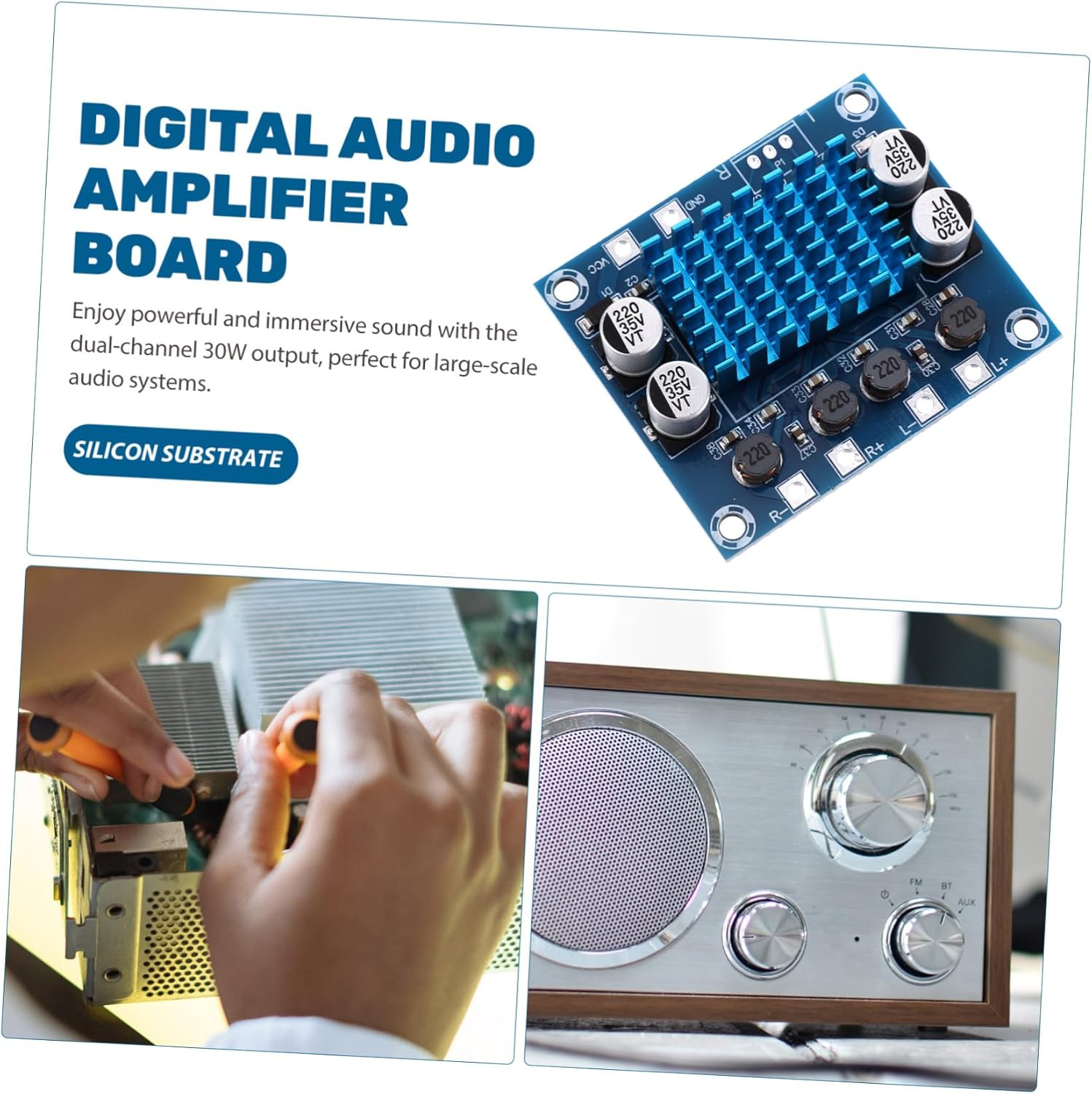 QUMIIRITY 30W Stereo Amplifier Board DIY Audio Amplifier Module High Power Audio Component for Home Theater image number 1