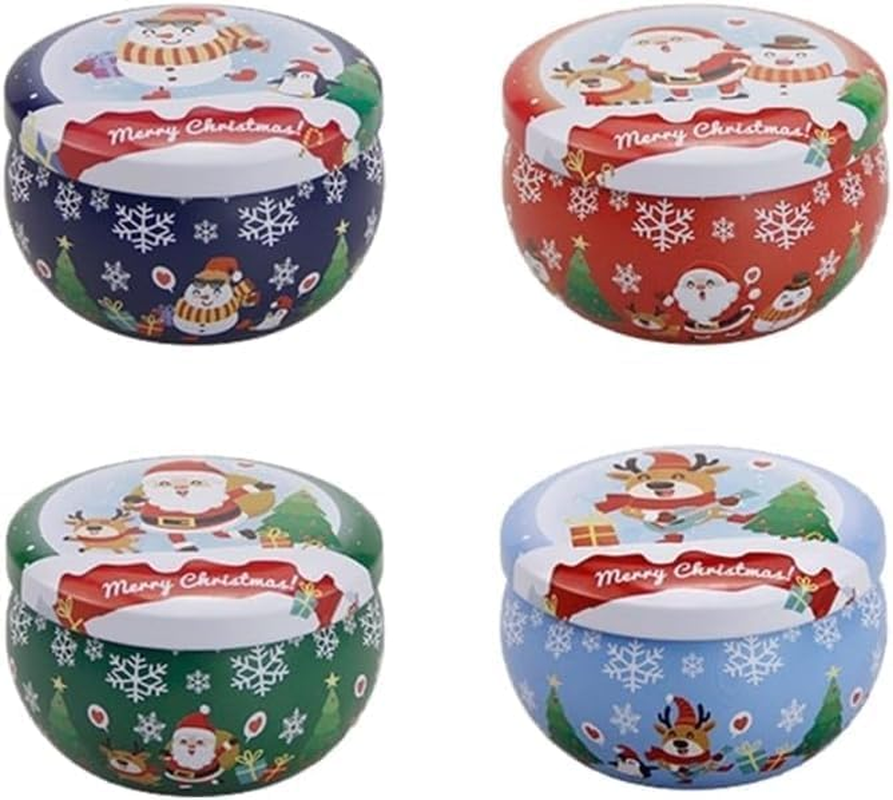 Set of 4 Christmas Snowman Santa Claus Scented Candles Gift Set for Home Women, 4.4Oz Natural Soy Wax Strong Cedar, Lavender, Apple&Cinnamon and Vanilla&Jasmine Aromatherapy Candles (B)