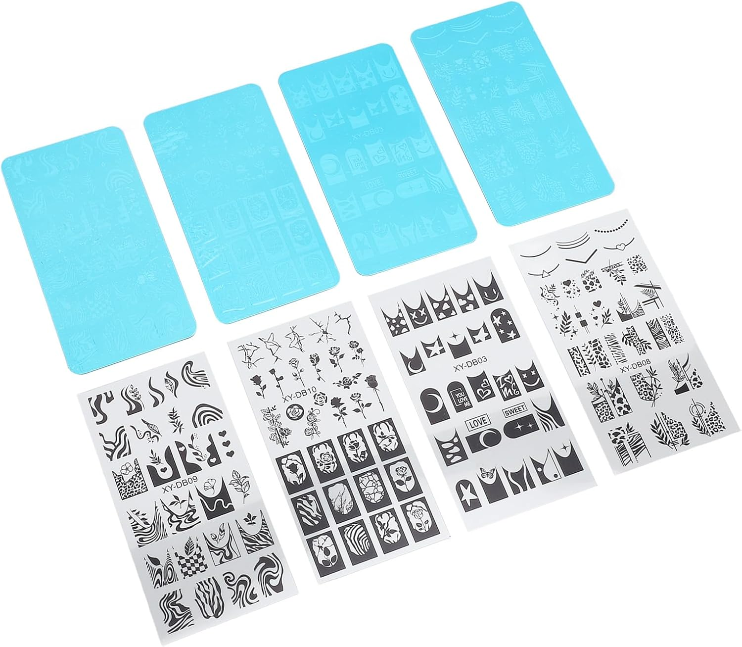 French Nail Art Stamping Plate Steel Template Image Plate with Protective Film Ultraviolet Gel Blue Nail Design [Manicure] image number 4