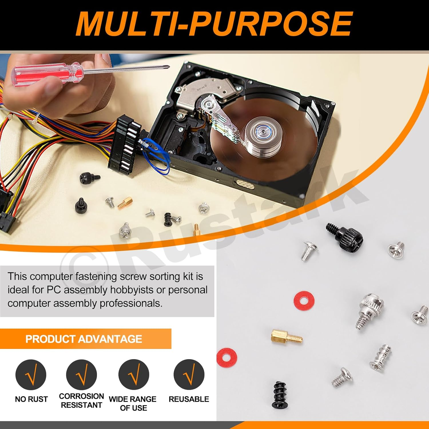 293Pcs Computer Screws Assortment Kit Motherboard Standoffs Screws Set PC Screws Kit for Universal Motherboard Hard Drive Computer Case Laptop Case Repair DIY Installation image number 1