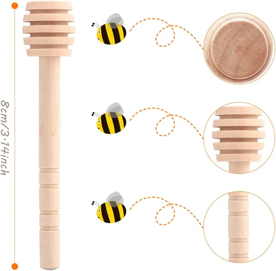 50Pcs/Set Household Wooden Portable Mini Jam Honey Dipper Jar Dispensing Collecting Stirring Rod Stick Mino Dispense Drizzle Honey (8CM) image number 6