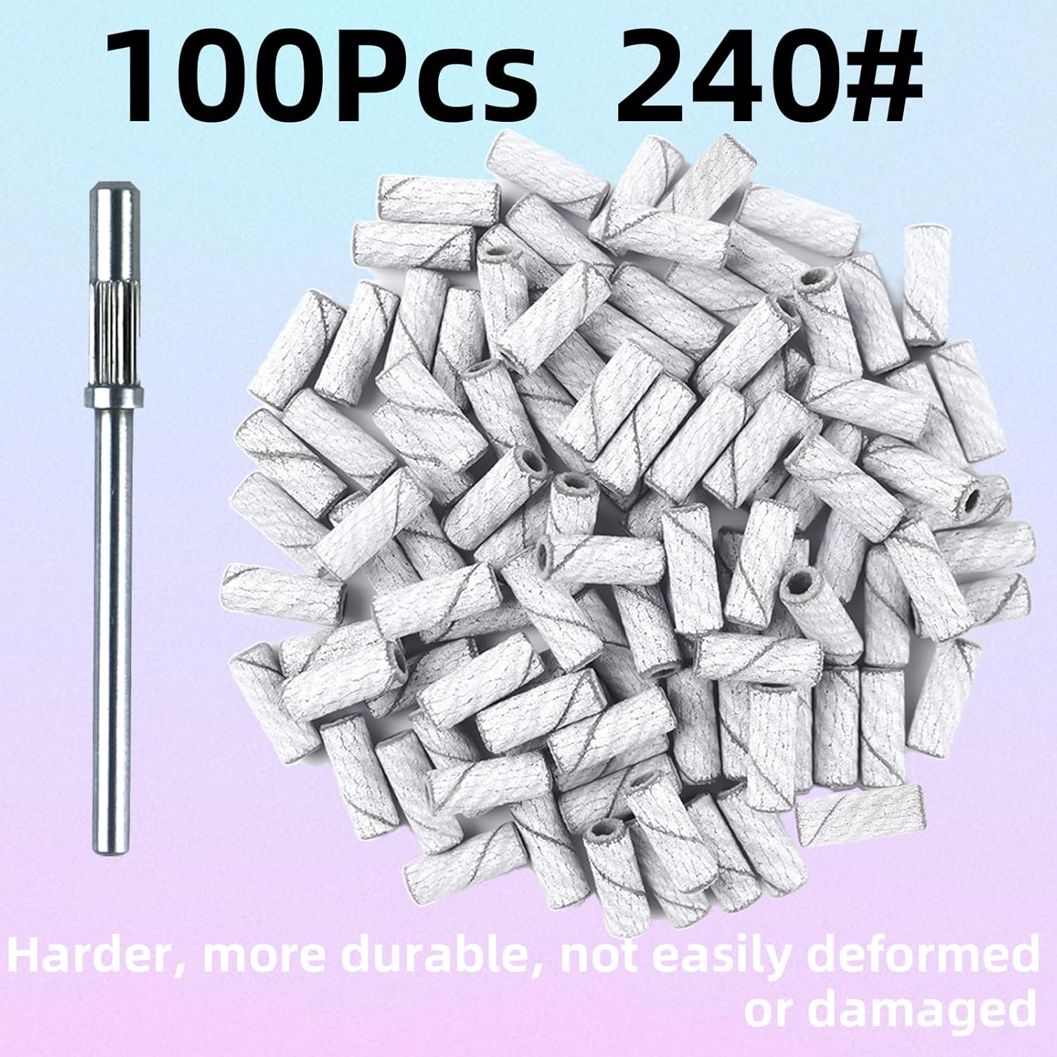 100 Pcs (240 Grit White) Small Sanding Bands Nail Drill Bit,Nail Drill Bits,Extreme Fine Grit Mini Sanding Band,Nail Bits,Upgrade 3.1Mm Mandrel Bits,Professional Nail Drill Bit for Acrylic Nails