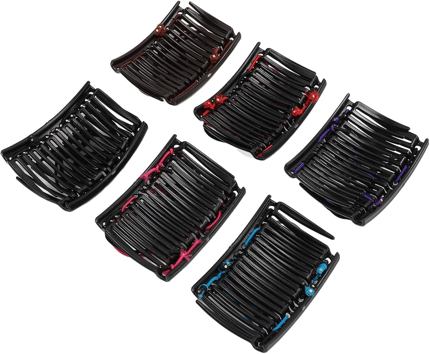 Stretchy Magic Hair Comb Double Clips Bun Maker Red Purple Blue Black Coffee Rose Elastic Comb Hair Clips for Thick Curly Thin Hair image number 5