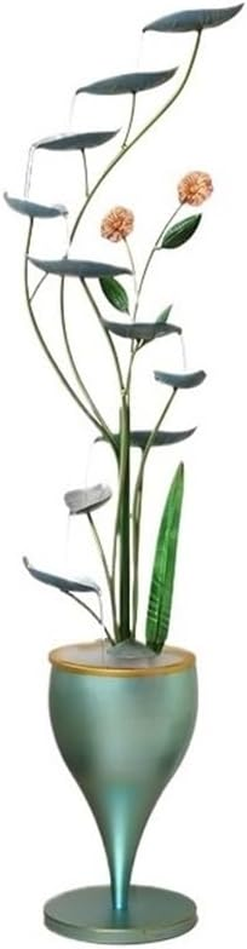 Outdoor Fountain Creative Circular Flow Ornaments Floor Standing Modern Feng Shui Wheels Light Luxury Decorations Housewarming and Opening Gifts(Green)