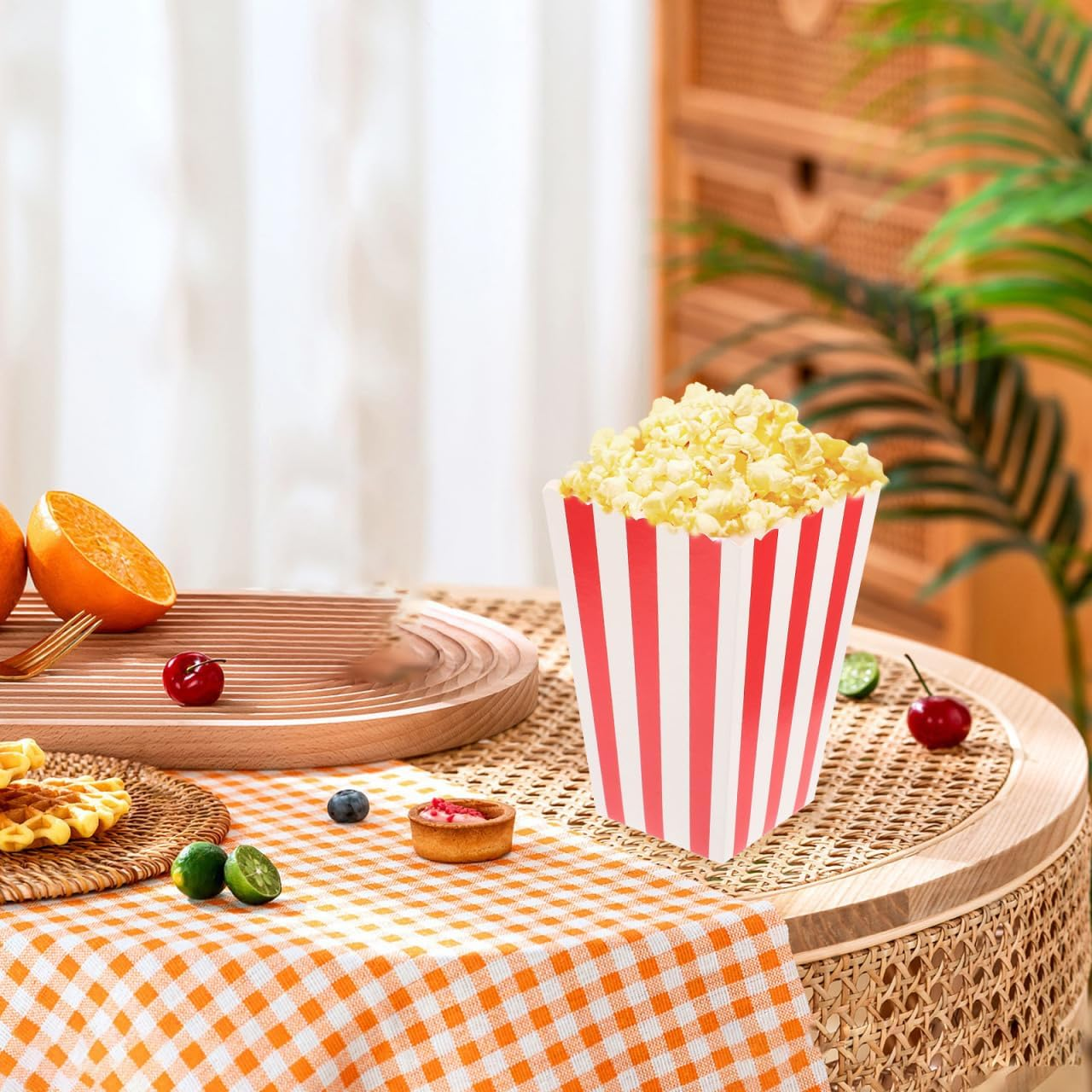LIFKOME Popcorn Bucket Disposable Paper Boxes 4.53 Inch for Movie Night Party Snacks and French Fries Serving 24 Pack Party Supplies image number 6