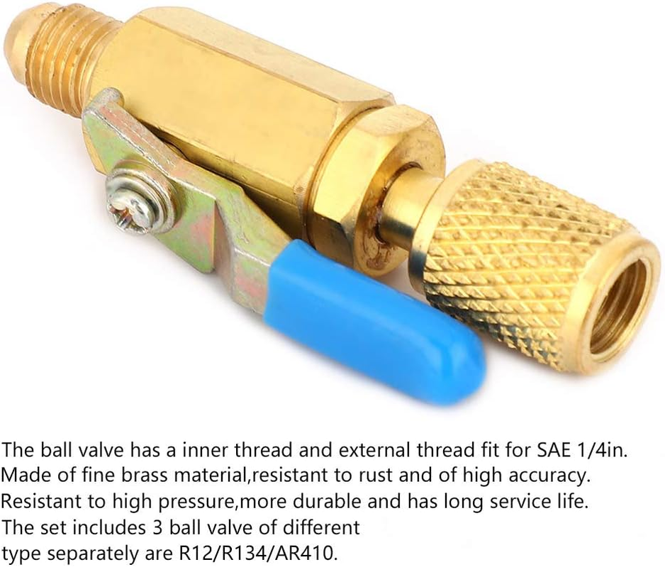 3 PCS Balls Valve, Brass Refrigerant Balls Valve Adapter Switch, Refrigerant Valve, Refrigerant Control Valve, Refrigerant Switch Valve