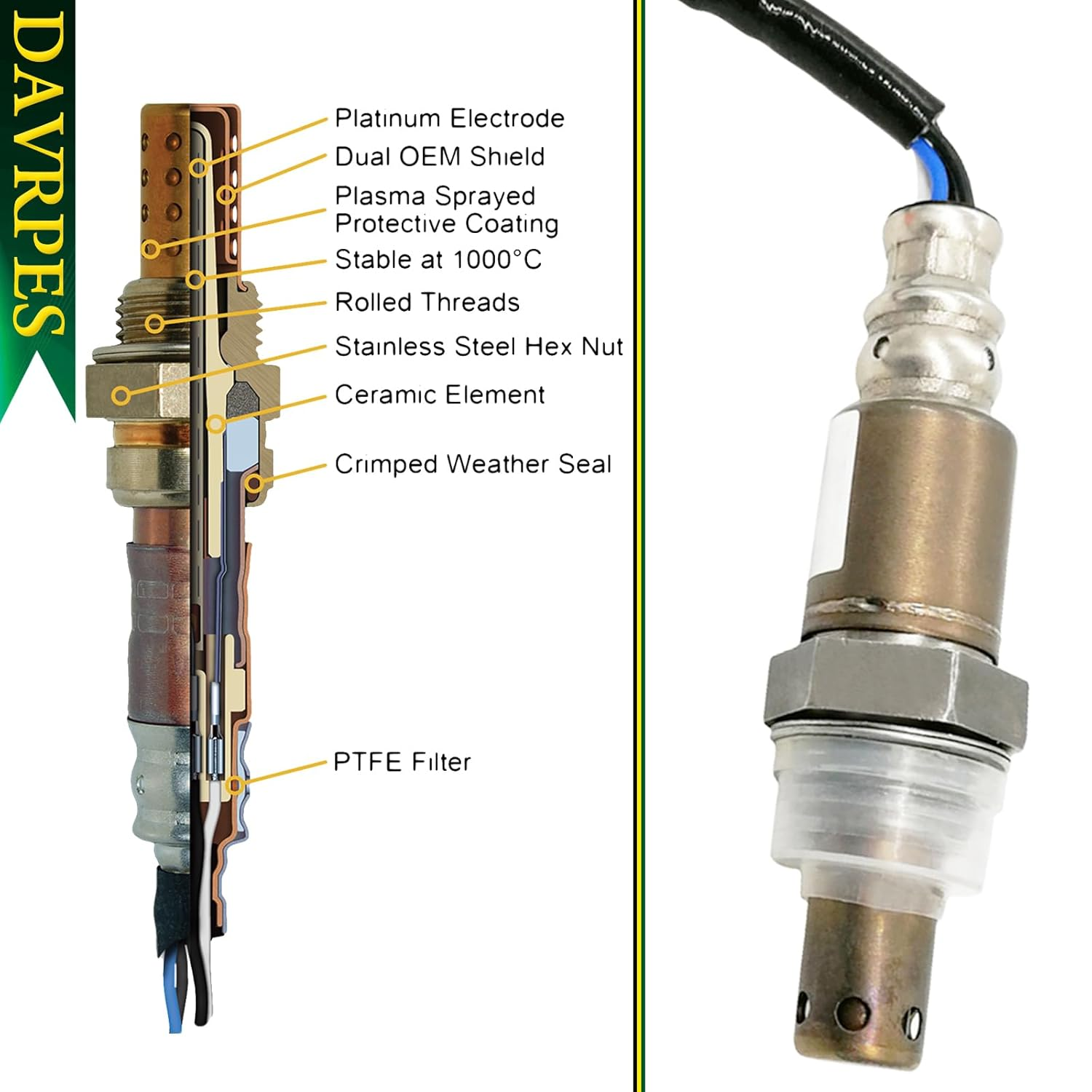 DAVRPES 2PCS 234-9051 Oxygen Sensor O2 Sensor Pre-Cat Sensor for Toyota Coroll Hilux Landcruiser Prius Regius Tundra Replace#2349051｜89467-04020