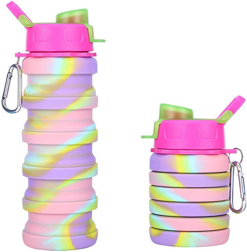 Portable Sports Water Bottle, Foldable Sports Water Cup, Camouflage, Colorful Soft Water Bottle (Unicorn)