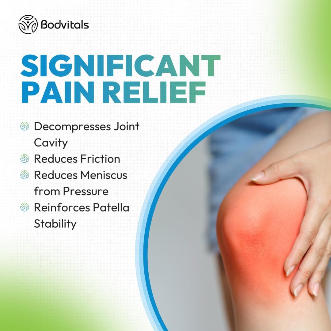 BODVITALS Knee Sleeve with Straps for Women & Men | Adjustable Knee Pads for Women & Men | Knee Compression Sleeve for Exercises | Knee Support for Weightlifting & Outdoor Sports Activities image number 5