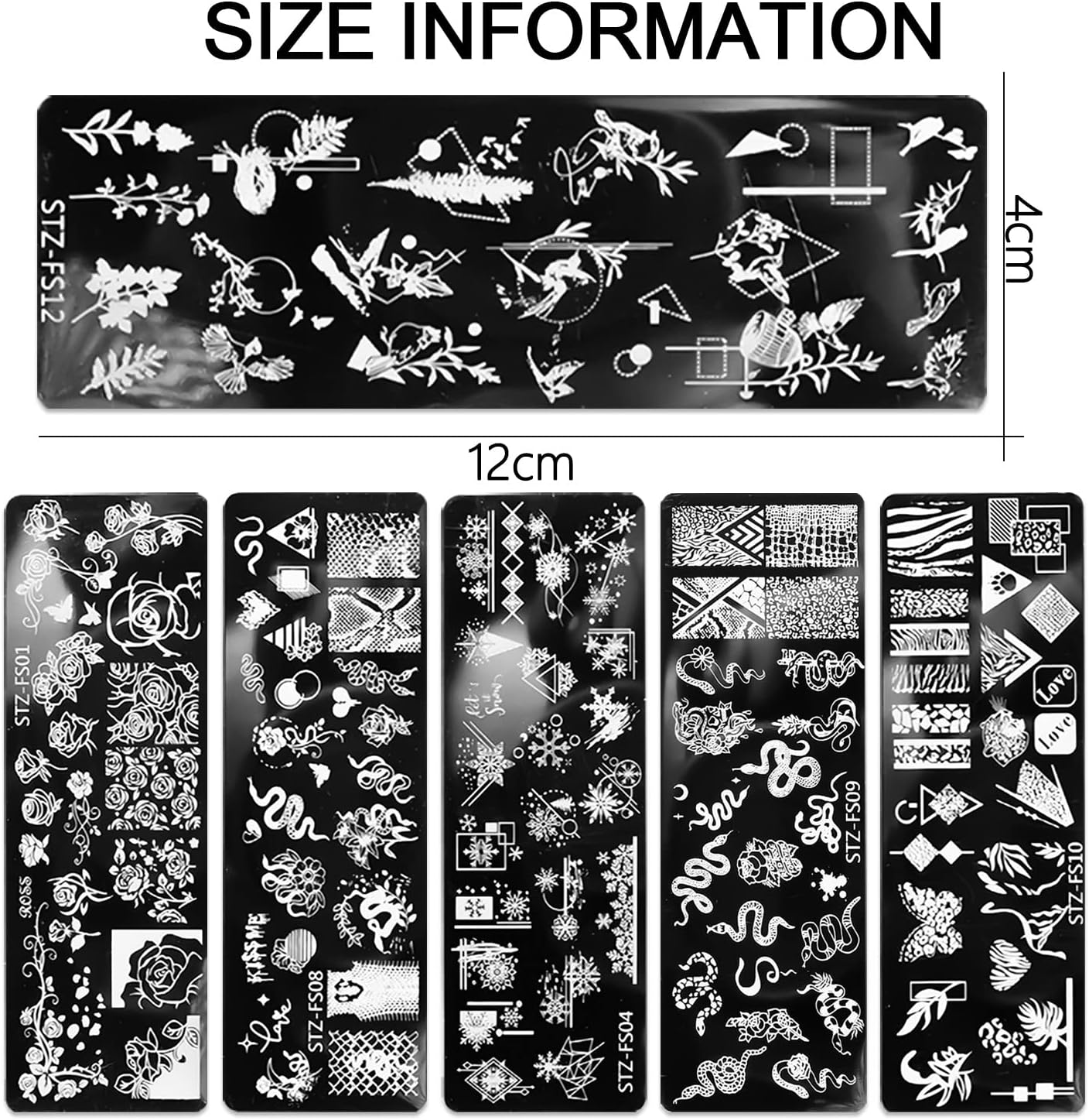 DANNEASY 6 Pieces Nail Stamping Plate Snake Flower Leaf Nail Stamps Abstract Nail Stencils Stamping Plates for Nails Manicure Template Nail Art Tools DIY Nails Accessories (Stylish Series)