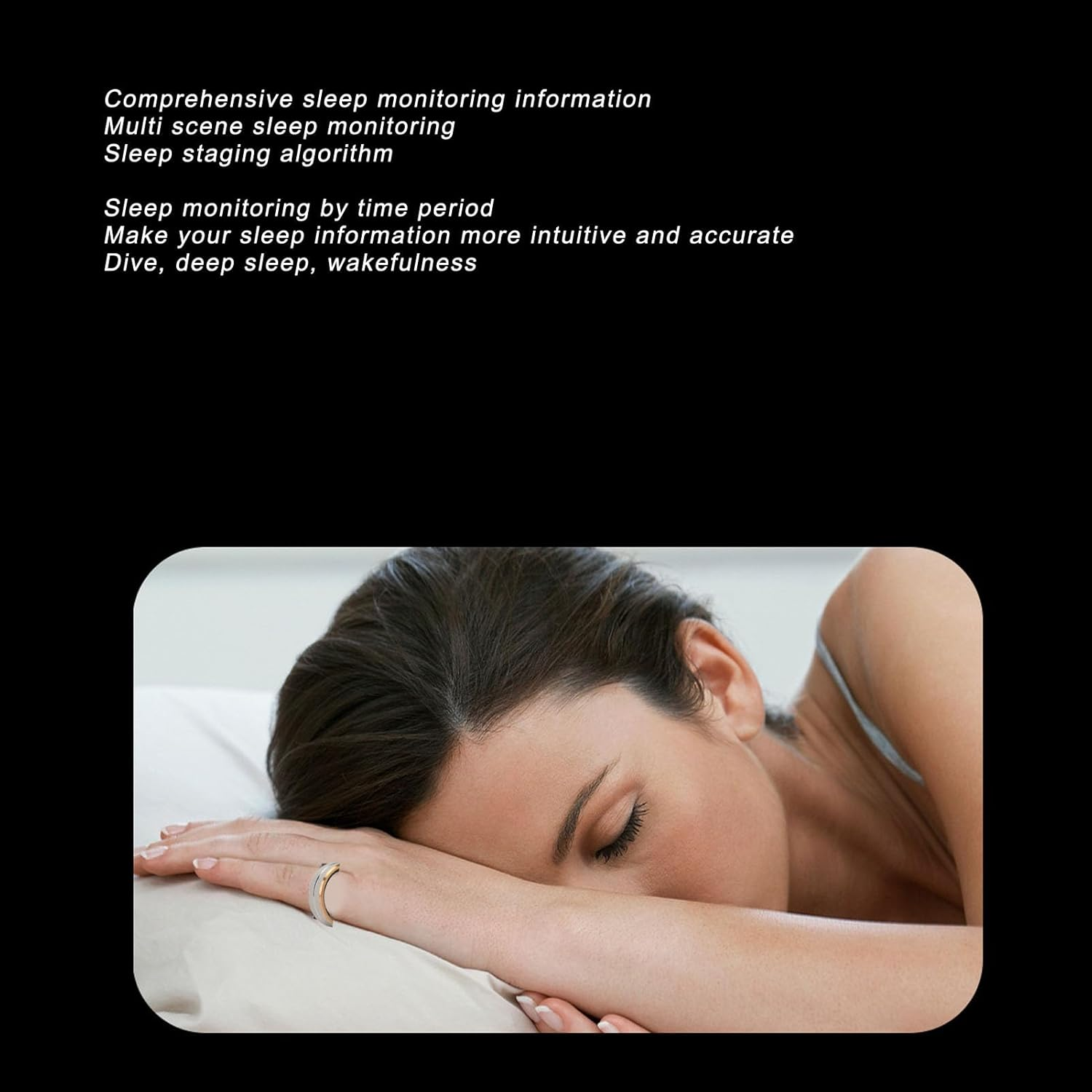 Denash Smart Ring Health Tracker,Ceramic Stainless Steel Pressure Heart Rate Monitor Fitness Ring,Camera Control Sleep Tracking Wearable Compatible with Ios & Android (Size 8)