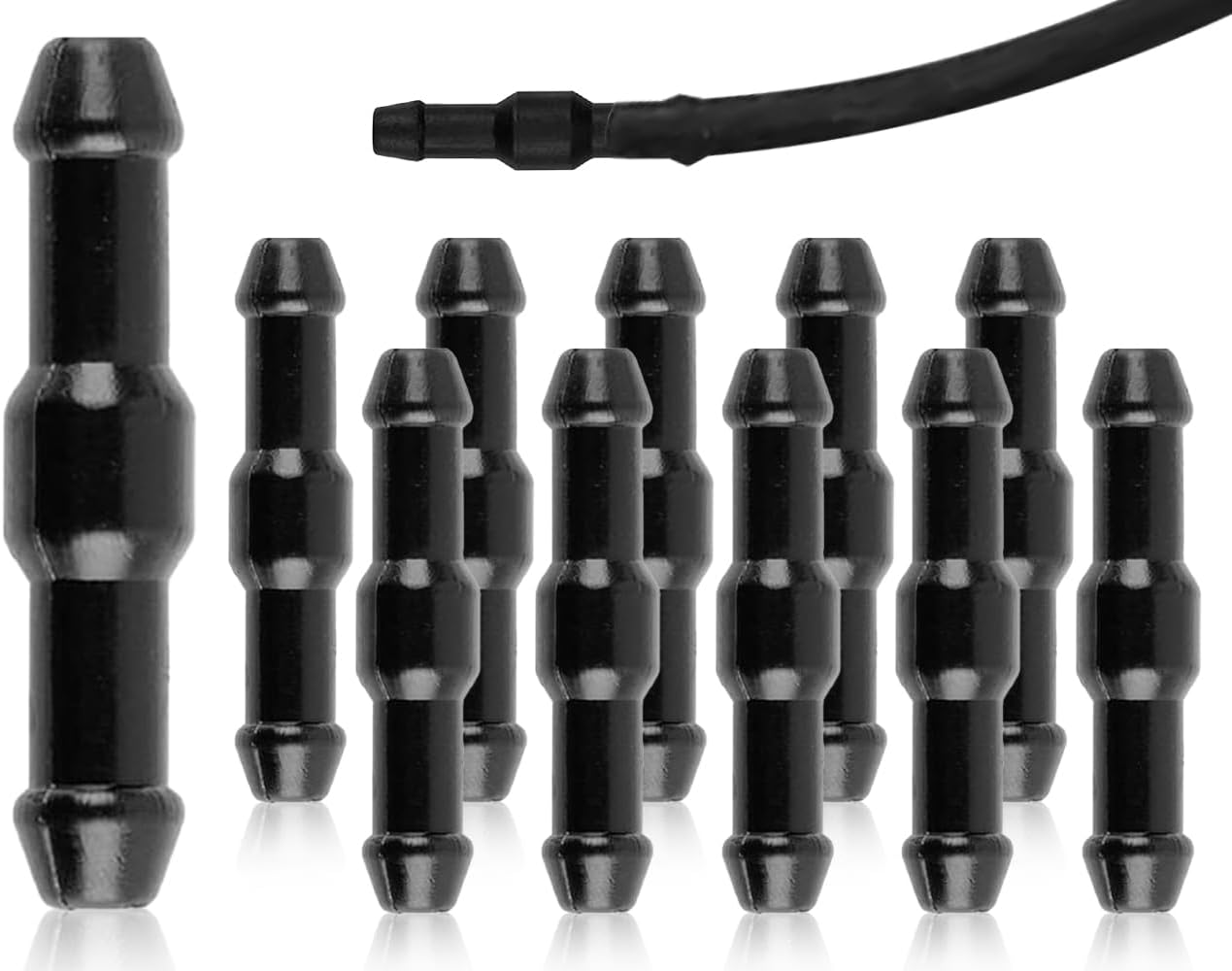 Pack of 10 Car Hose Connectors, Windscreen Washer Hose, Universal Wiper Hose, Splash Hose Adapter, Insulating Hose, Vacuum Hose, for Car (Black) image number 3