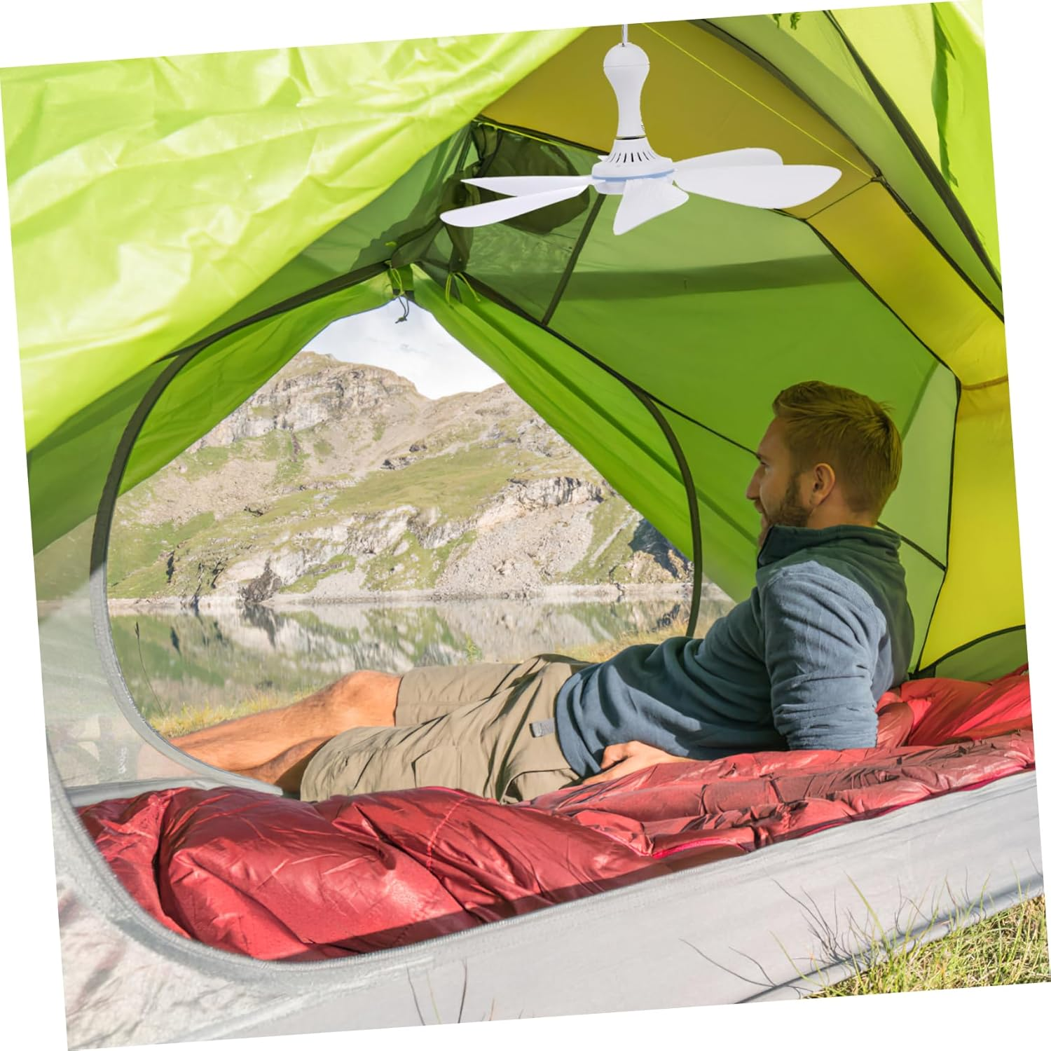 Levemolo 1 Set Portable USB Ceiling Fan for Camping Lightweight Hanging Tent Fan Design USB Rechargeable for Home Office Outdoor Use Excellent Cooling image number 3