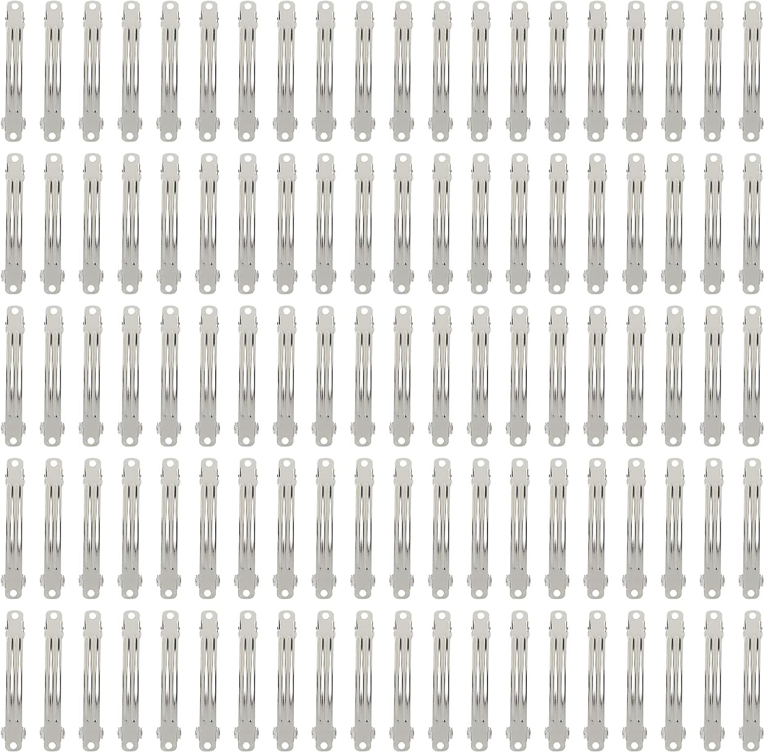 100 Pack 6 CM 2.36 Inch Blank Silver Square Rectangle Metal French Barrette Plain Base Hair Clips DIY Crafting Clips for Bows Snap Hair Clips Ponytail Holder Hairclips Hair Accessories for Women Girl image number 6