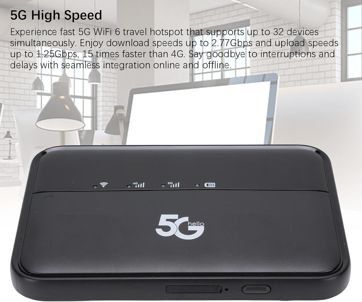 Jectse 5G LTE Mobile Hotspot, Portable Wifi6 Router with Nano SIM Card Slot, 32 Connected Devices, High Speed Hotspot Device with 10000Mah Battery, for Outdoor Travel image number 1